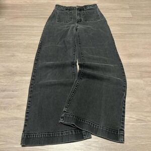 2000s Baggy Wide Leg Grunge Black Denim Pants 24x28 Y2K Streetwear